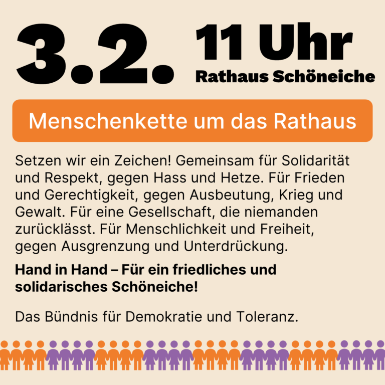 Hand in Hand – für ein friedliches und solidarisches Schöneiche!